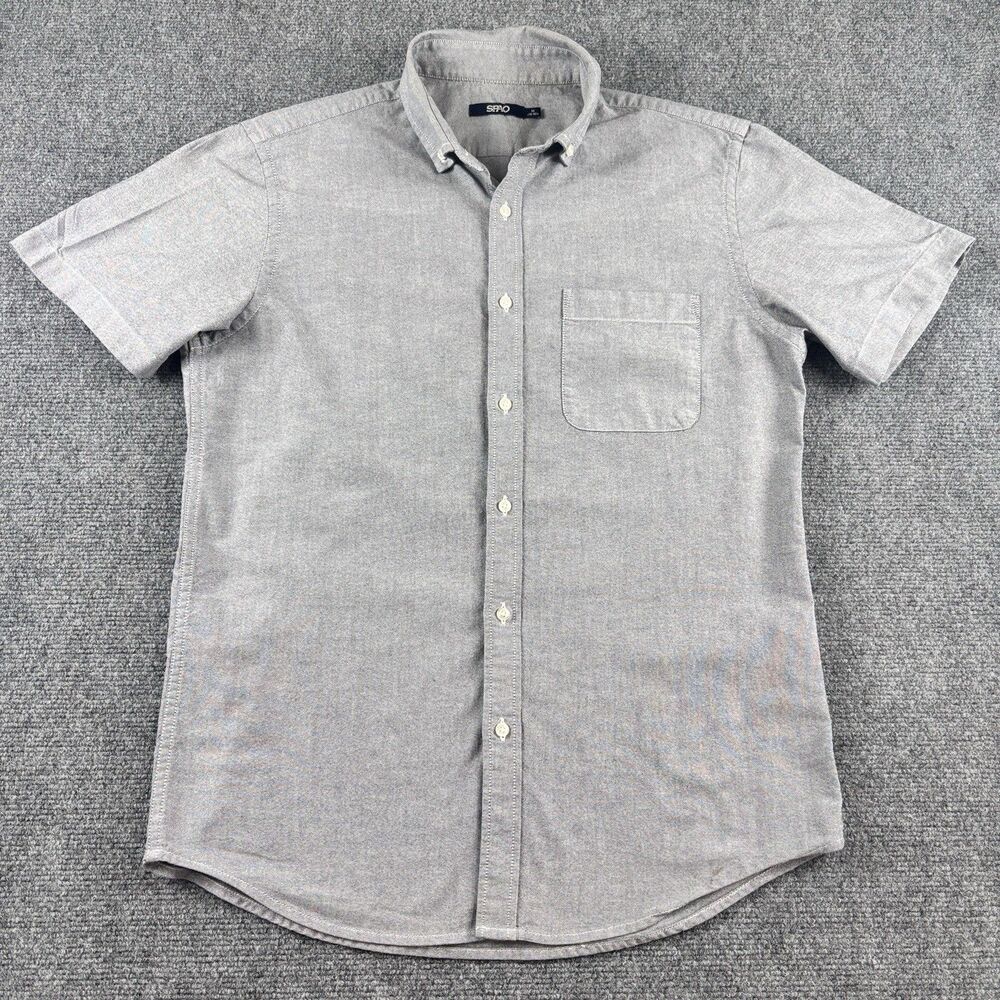 SPAO M Men Gray Short Sleeve Button Down Shirt